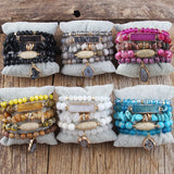 5pc Druzy/CZ Charm Beaded Bracelet Set Women Jewelry Gift
