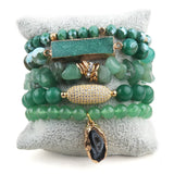 Druzy Beaded Bracelet Set Charm Stack Bracelets Gift