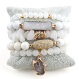Druzy Beaded Bracelet Set Charm Stack Bracelets Gift