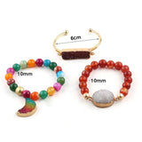 RH Druzy Moon Charm Bracelet Set 3pc