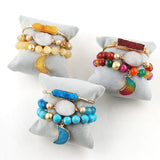 RH Druzy Moon Charm Bracelet Set 3pc