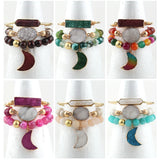 RH Druzy Moon Charm Bracelet Set 3pc
