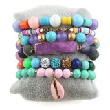 Multicolor Beaded Bracelet Set 6pc Stack Bracelets Jewelry Gift