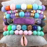 Multicolor Beaded Bracelet Set 6pc Stack Bracelets Jewelry Gift