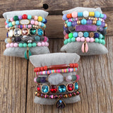 Multicolor Beaded Bracelet Set 6pc Stack Bracelets Jewelry Gift