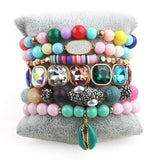 Multicolor Beaded Bracelet Set 6pc Stack Bracelets Jewelry Gift