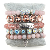RH Bohemia Gray Bracelet Set for Women, 5pc Stack Boho Jewelry