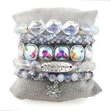 RH Bohemia Gray Bracelet Set for Women, 5pc Stack Boho Jewelry