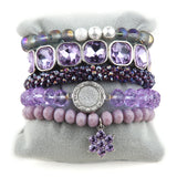 RH Bohemia Gray Bracelet Set for Women, 5pc Stack Boho Jewelry