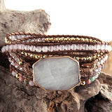 Boho Bracelet Natural Stones Pink Charm 5 Strands Wrap Bracelets Women