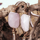 Boho Bracelet Natural Stones Pink Charm 5 Strands Wrap Bracelets Women