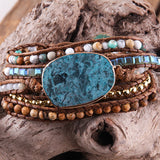 Boho Bracelet Natural Stones Pink Charm 5 Strands Wrap Bracelets Women