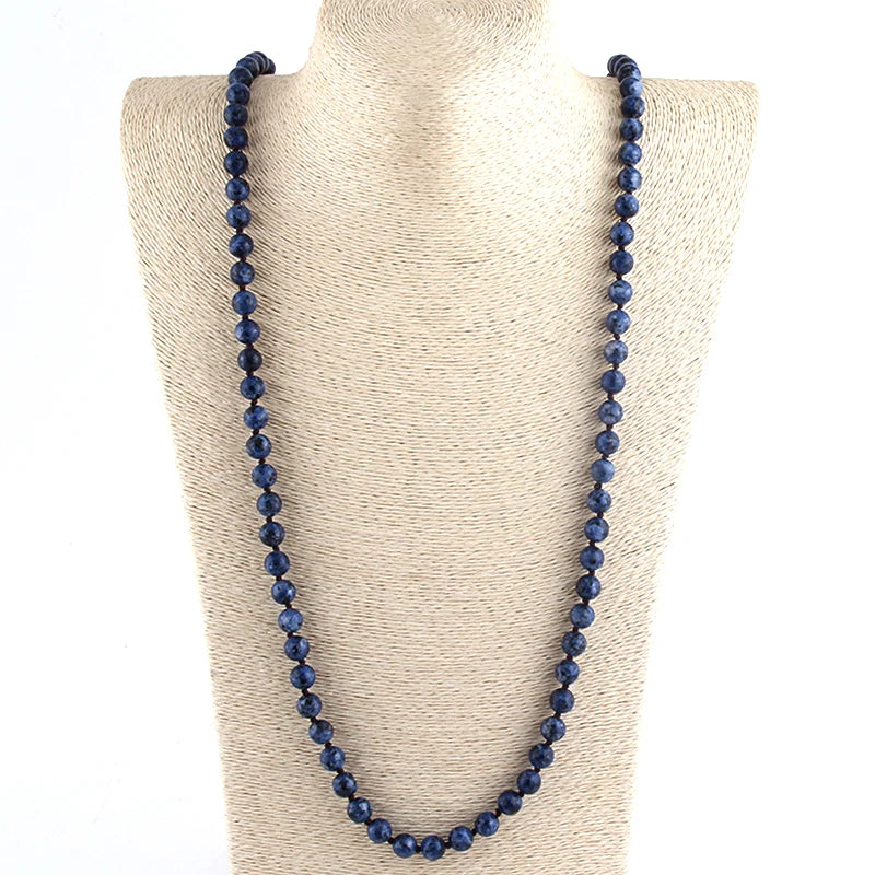 RH 8mm Natural Stones 108 bead Long Necklaces Women Necklace