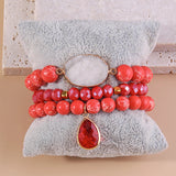 RH Jewelry Beaded Bracelet 3pc Stack Crystal Dorp Bracelet Sets