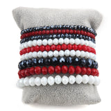 Colorful Glass Crystal Beaded Bracelet Set - 9pc Stack for Women