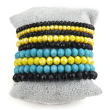 Colorful Glass Crystal Beaded Bracelet Set - 9pc Stack for Women