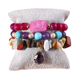 RH Jewelry Crystal Beaded Bracelet Set, 3pc Stack Druzy Bracelets