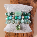 RH Jewelry Crystal Beaded Bracelet Set, 3pc Stack Druzy Bracelets
