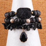 RH Jewelry Crystal Beaded Bracelet Set, 3pc Stack Druzy Bracelets