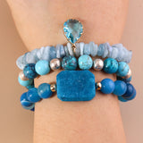 RH Jewelry Crystal Beaded Bracelet Set, 3pc Stack Druzy Bracelets