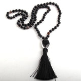 RH Jewelry Natural Beads Semi Precious Tassel Necklace