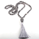 RH Jewelry Natural Beads Semi Precious Tassel Necklace