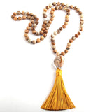 RH Jewelry Natural Beads Semi Precious Tassel Necklace