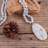 RH Jewelry Natural Beads Long Knotted Semi Precious Pendant Necklaces For Women