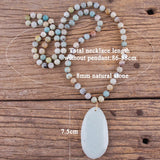 RH Jewelry Natural Beads Long Knotted Semi Precious Pendant Necklaces For Women