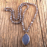 Natural Stones Bead Pendant Necklace Bohemian Beads Knotted Necklaces