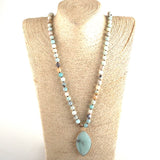 Natural Stones Bead Pendant Necklace Bohemian Beads Knotted Necklaces