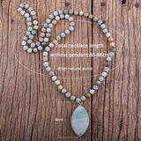 Natural Stones Bead Pendant Necklace Bohemian Beads Knotted Necklaces