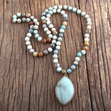 Natural Stones Bead Pendant Necklace Bohemian Beads Knotted Necklaces