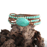 Green/Purple Rhinestone Charm Leather Armband Bracelet