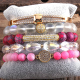 RH Natural Stone & Glass Beaded Bracelet Bangle Set 5pcs