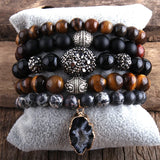 Boho Bracelet Set Natural Stone 5pc Beaded Bracelets For Women