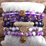 Boho Bracelet Set Natural Stone 5pc Beaded Bracelets For Women