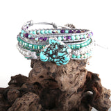 Women Beaded Bracelet Crystal Gray Thread 5 Strand Wrap Bracelets