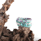 Women Beaded Bracelet Crystal Gray Thread 5 Strand Wrap Bracelets