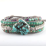 Women Beaded Bracelet Crystal Gray Thread 5 Strand Wrap Bracelets