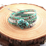 Women Beaded Bracelet Crystal Gray Thread 5 Strand Wrap Bracelets