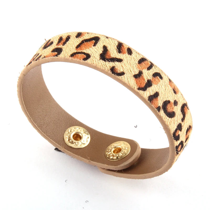 RH Women Armbander Leopard Leather Wrap Bracelet