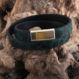 RH Women Armbander Magnetic Clasp Double Row Leopard Leather Wrap Bracelet
