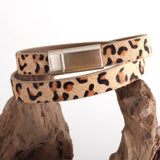 RH Women Armbander Magnetic Clasp Double Row Leopard Leather Wrap Bracelet