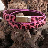 RH Women Armbander Magnetic Clasp Double Row Leopard Leather Wrap Bracelet
