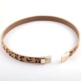 RH Women Armbander Magnetic Clasp Double Row Leopard Leather Wrap Bracelet