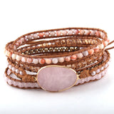 RH Dalmatian Jasp Mixed Stone Crystal Armband 5 Strands Wrap Bracelets