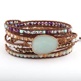 RH Women Leather Armbander Beaded Stones Wrap Bracelets
