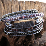 RH Women Vegan Boho Bracelet Gray Mixed Natural Stones Druzy Charm