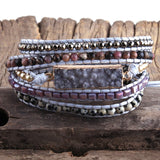 RH Women Vegan Boho Bracelet Gray Mixed Natural Stones Druzy Charm